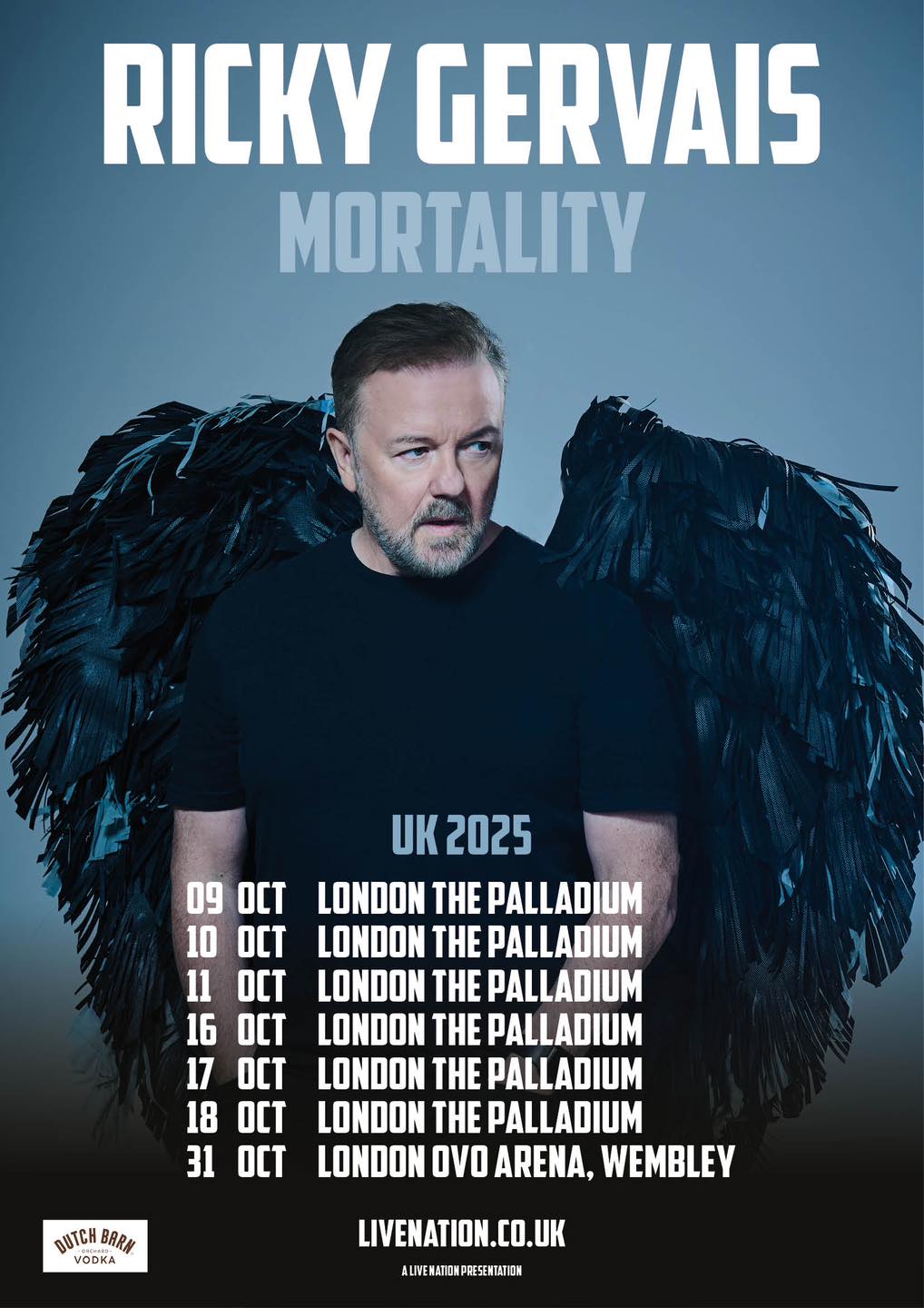 Ricky Gervais Mortality Tour Poster